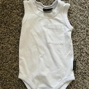 White Sleeveless Baby Onesie